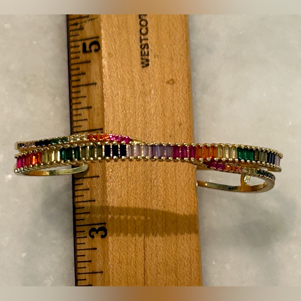 Multi-Colored Rhinestone Cuff Bracelet - image 1